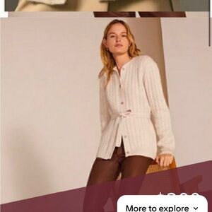 Favorite Daughter Ivory Cable Knit Cardigan with tie waist